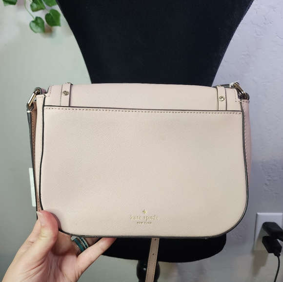 Kate Spade New York Laurel Way Jeweled Saffiano Pink Cream Crossbody - Picture 10 of 14
